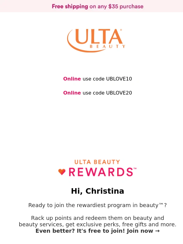 Ulta Beauty - Say bye to $10 off $50 or $20 off $100! ?