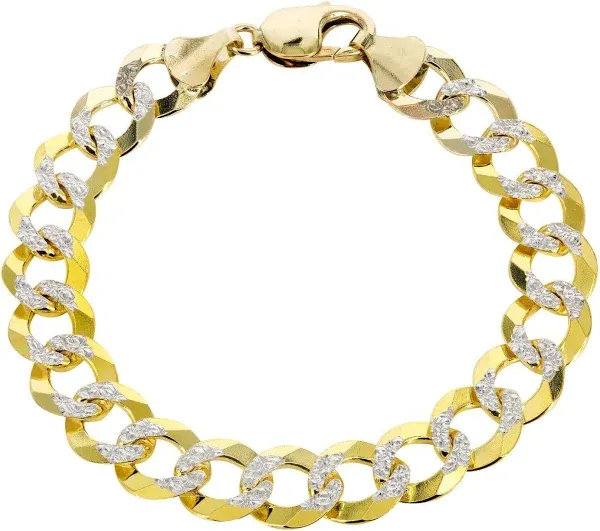 10K Yellow Gold Diamond Cut Cuban Bracelet