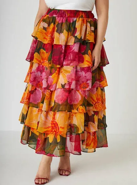 Ashley Stewart Plus Size Tiered Maxi Skirt