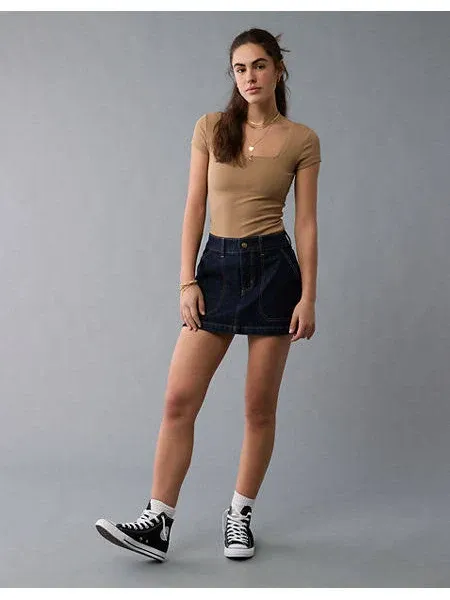 Ae Short Sleeve Square Neck Bow Bodysuit