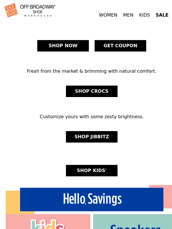 Rack Room Shoes - $10 OFF farm fresh Crocs