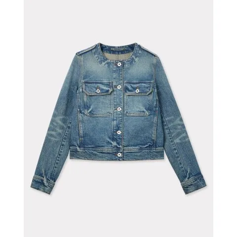 Kenzo Collarless jacket in stretch japanese denim