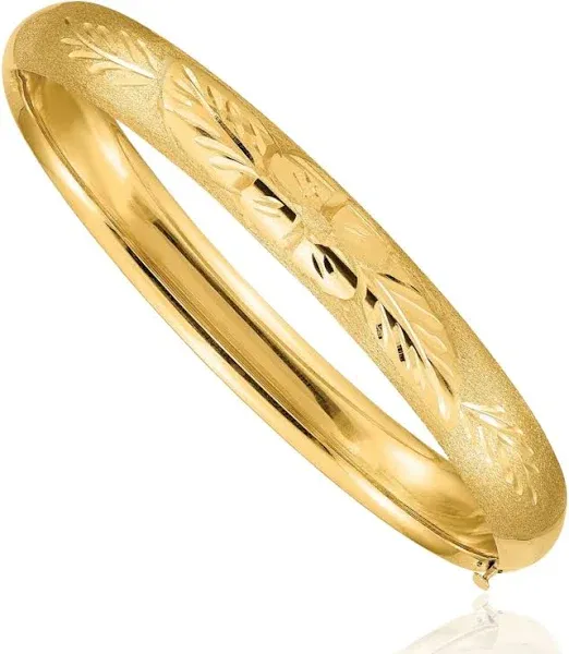 14K Solid Yellow Gold Florentine Bangle Bracelet