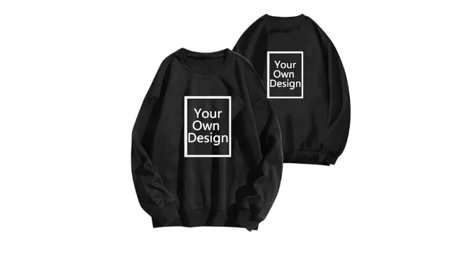Black 2024 Deals Friday Today Clearance Women Custom Sweatshirts Long Sleeve Shirts Fleece Crewneck Tops, Your Own Design, Add Text/Photo/Image/Logo Customized Personalized Hoodies for Womens