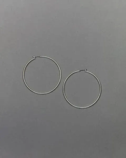 Lucky Brand Women's Large Skinny Hoop Earrings with Easy Lock Closure