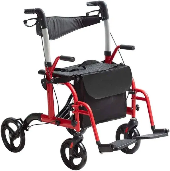 VEVOR 2 in 1 Rollator Walker Transport Chair for Seniors