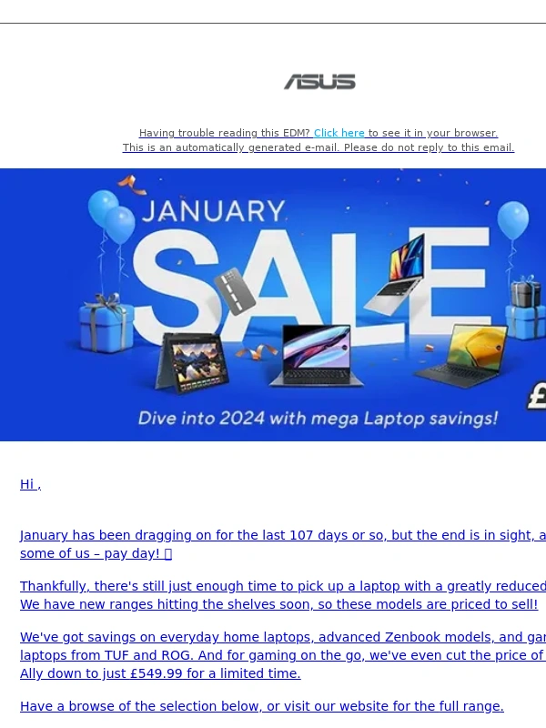 ASUS - See what you could save in our January Laptop Sale
