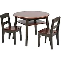 3-Piece ECR4Kids Hideaway Table and Chair Set (Dark Walnut/Grey Wash)