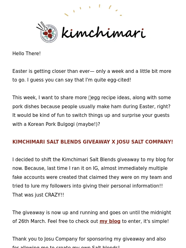 road - ?SALT BLENDS GIVEAWAY! and ? Easter + Pork Recipes with Dessert!