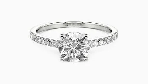 "Love is Light" 1ct Round Cut Side Stone Replica Engagement Ring