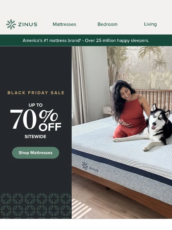 Zinus - Black Friday Sale: up to $300 off Zinus mattresses
