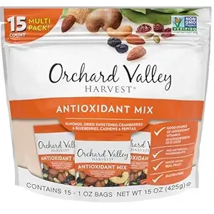 Orchard Valley Harvest Antioxidant Mix, 1 Ounce Bags (Pack of 15), Almonds, Cranberries, Blueberries, Cashews, and Pepitas, Non-GMO, No Artificial Ingredients