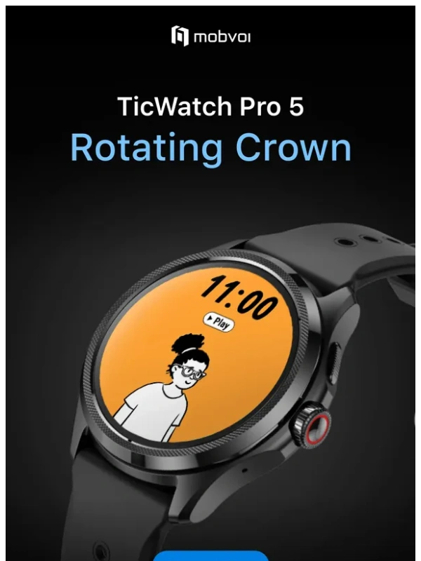 Mobvoi - ? Discover Ultimate Experience with the Rotating Crown of TicWatch Pro 5 ?