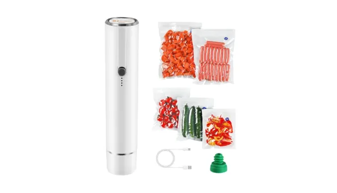 Vacuum Sealer, Handheld Vacuum Sealer for Food Fresh & Save with 5PCS Vacuum Bags and Wine Saver Vacuum Stoppers
