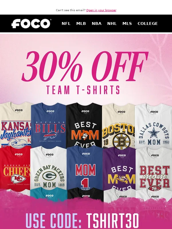 FOCO - 30% Off T-Shirts! ? For a limited time with code TSHIRTS30