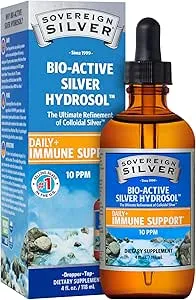 Sovereign Silver Immune Support - Colloidal Silver Mineral Supplement – Liquid Bio-Active Silver Hydrosol - 10ppm - 4oz (118mL) Dropper