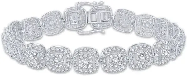 10K White Gold 5 Ct tw Cushion Link Diamond Bracelet