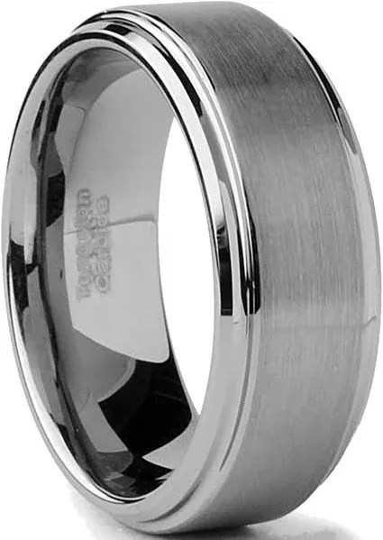 Tungsten Carbide Men's Wedding Band with Beveled Edges