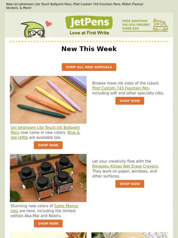 Jet pens - New Uni Jetstream Lite Touch Ballpoint Pens,Pilot Custom 743 Fountain Pens,Midori Planner Stickers,& More!
