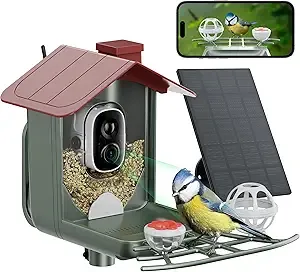 Peeipm bird feeder with camera and solar panel
