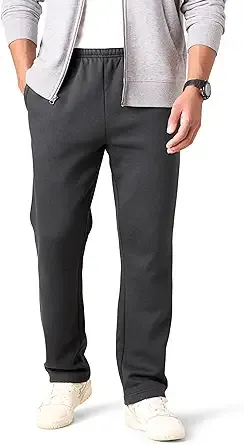 Amazon Essentials Men's Fleece Open Bottom Sweatpants (Washed Black)