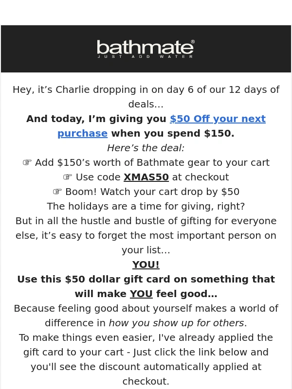 Bathmate - ? $50 Gift Card Inside! Day 6 Deal Unlocked ?