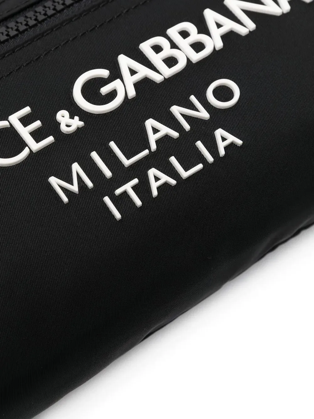 Black Leather Trim Embossed Logo Bag In 8b956