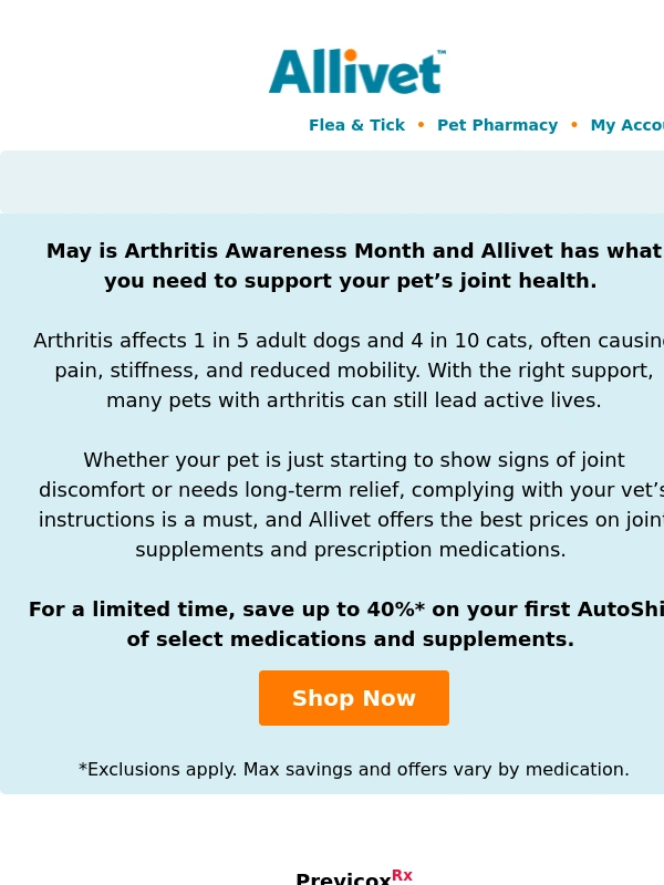 Allivet - Save Up to 40% During Arthritis Awareness Month