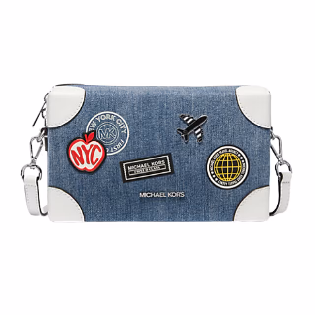 Michael Kors Jeanie Small Embellished Denim Crossbody Bag