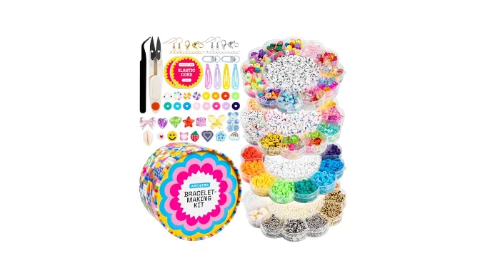 ARTISTRO 10000 pcs Bracelet Making Kit – Friendship Bracelet Kit for Jewelry Making with Clay Beads, Letter Beads, & More – Kandi Bracelet Kit, Bracelet Making Kit for Girls, Boys, Adults