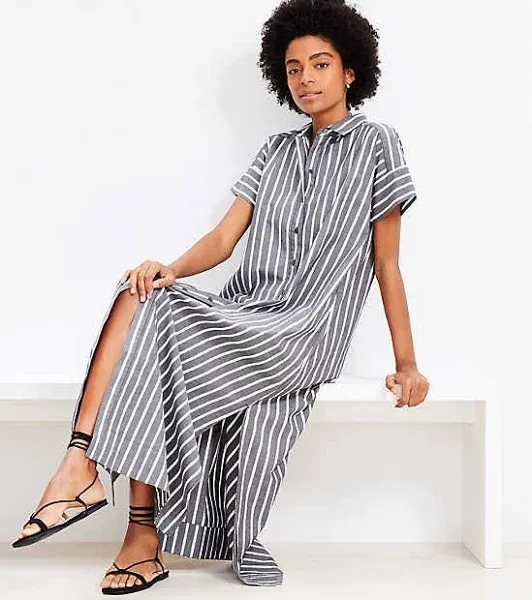 Women's Loft Striped Maxi Pocket Shirtdress