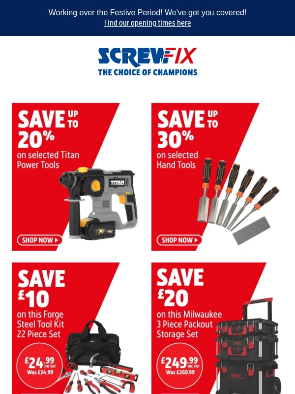 Screwfix - SALE Continues... ? Hurry! Must End 7th January