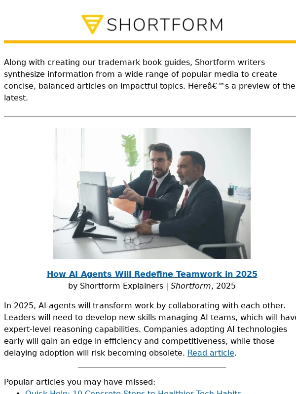Shortform - ? New article: How AI agents will transform work