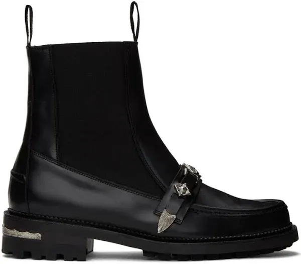 Toga Virilis Black Graphic Hardware Chelsea Boots