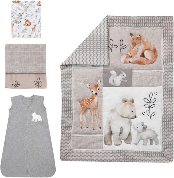 Lambs & Ivy Painted Forest 4-Piece Crib Bedding Set