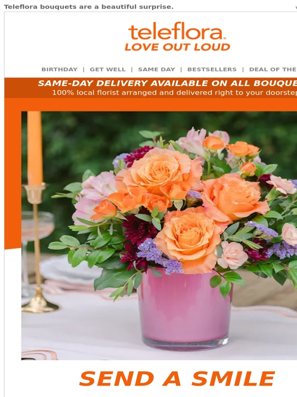 Teleflora - Send A Smile ? $15 Off Now