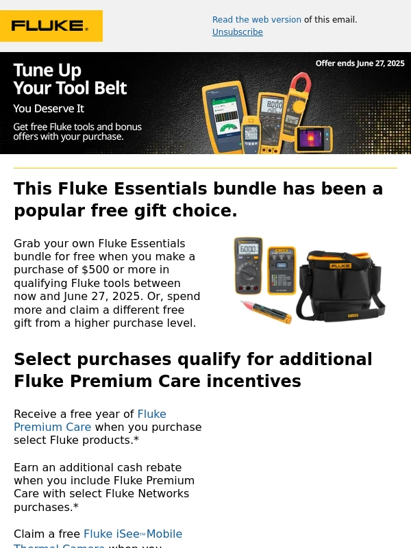 Fluke - June is the final month to take advantage of our Tune Up Your Tool Belt promotion
