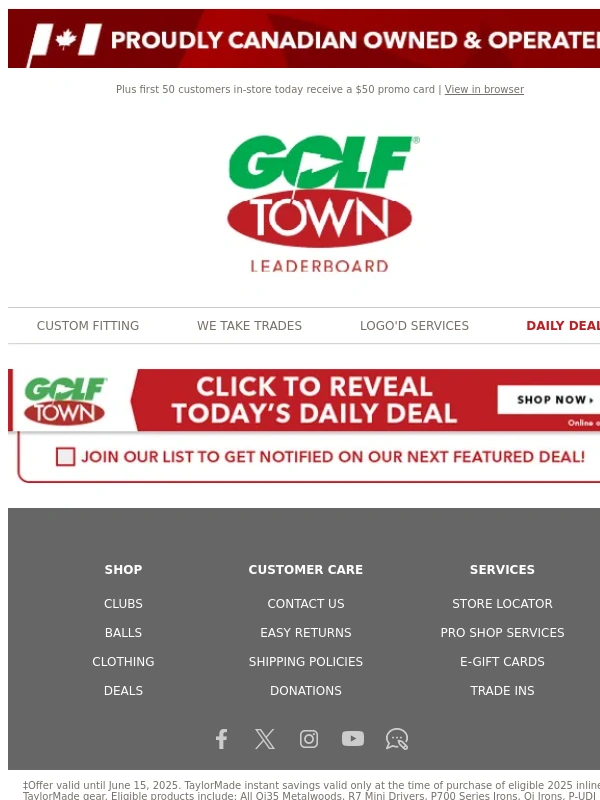 Golf Town - Save up to $500 with TaylorMade Instant Savings!