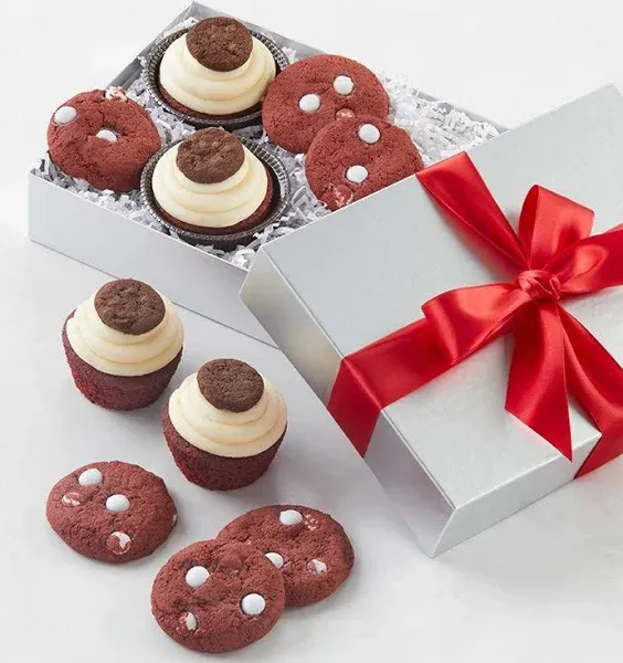 Cheryl's Cookies Buttercream Frosted Red Velvet Cupcakes and Cookies