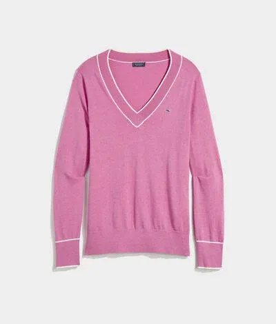 Vineyard Vines Women's Heritage Tipped V-Neck Sweater