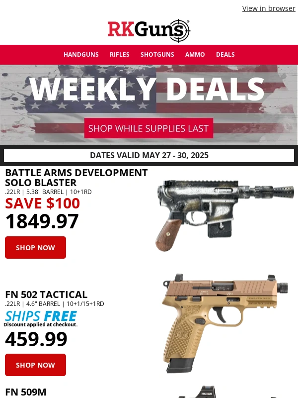 RK Guns - Gear Up: Battle Arms Development Solo Blaster $100 Off & 9MM CCI Brass Blazer Ammo $1 Off!