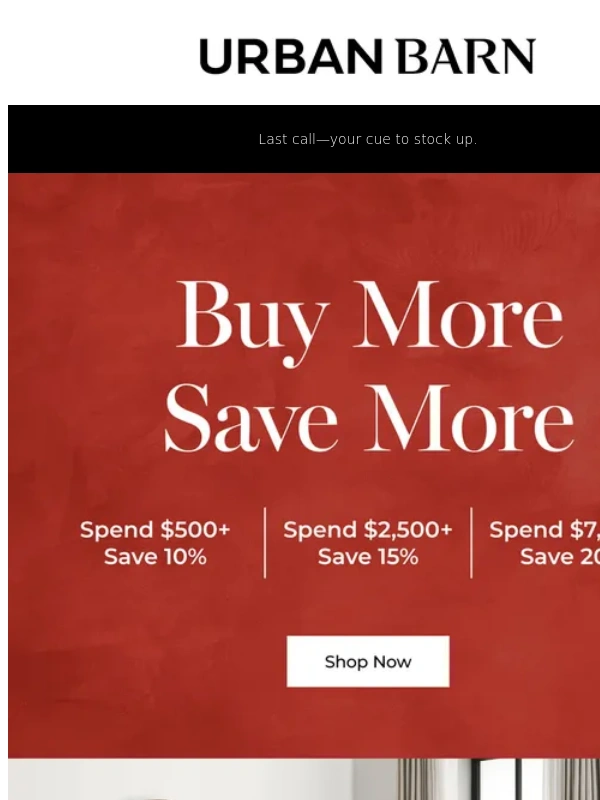 Urban Barn - Last call: save more,up to 20% off