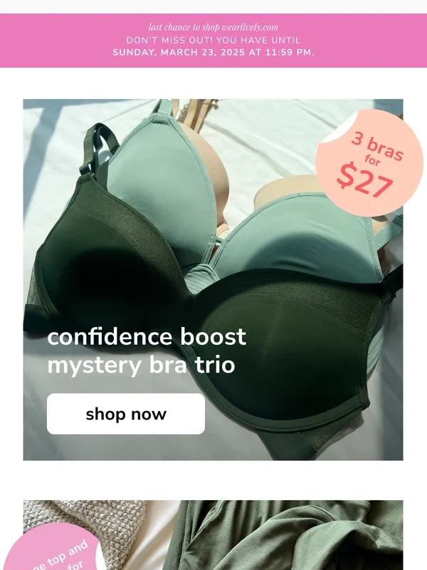 LIVELY - LAST CHANCE! $9 Bras With Mystery Packs ?