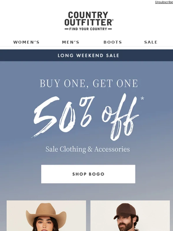 Country Outfitter - BOGO 50% Off Sale