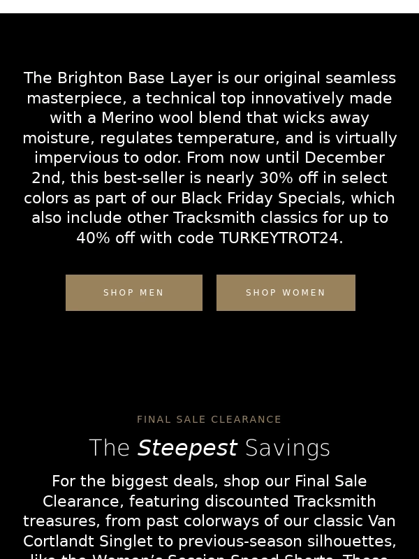 Tracksmith - Black Friday Special: The Brighton Base Layer