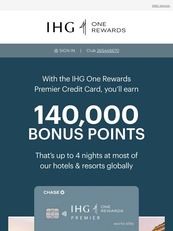 Chase Credit Cards - Earn enough for up to 4 nights at most IHG properties