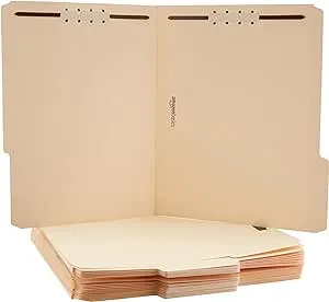 100-Pack Amazon Basics Manila File Folders with Fasteners (Letter Size)
