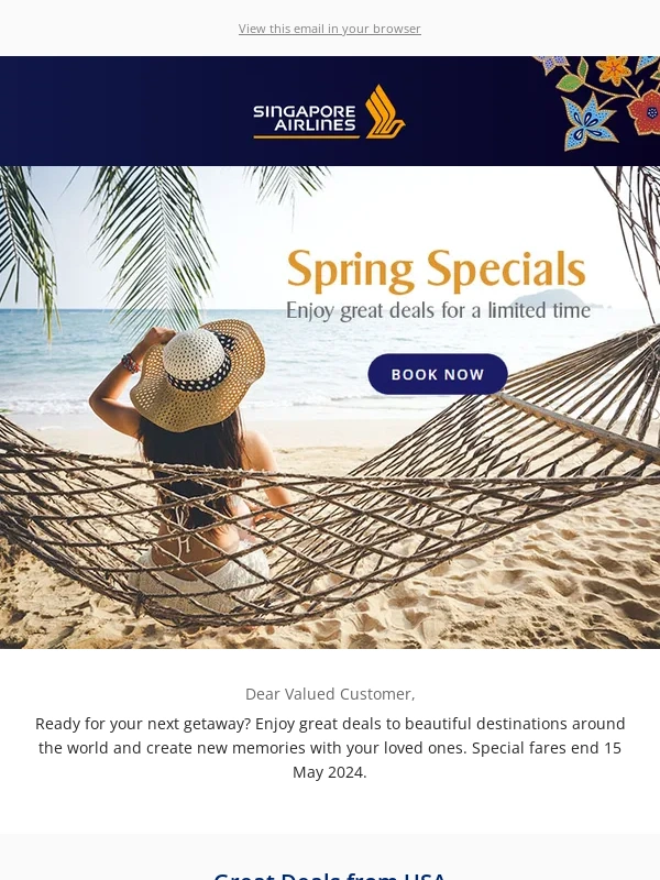 Singapore Airlines - Bringing You Spring Specials