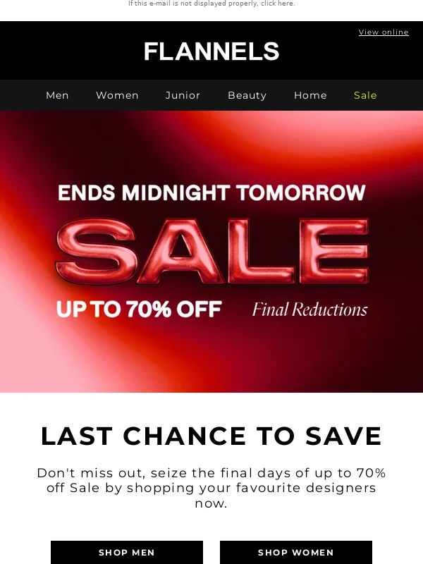 Flannels - Sale | Ends midnight tomorrow