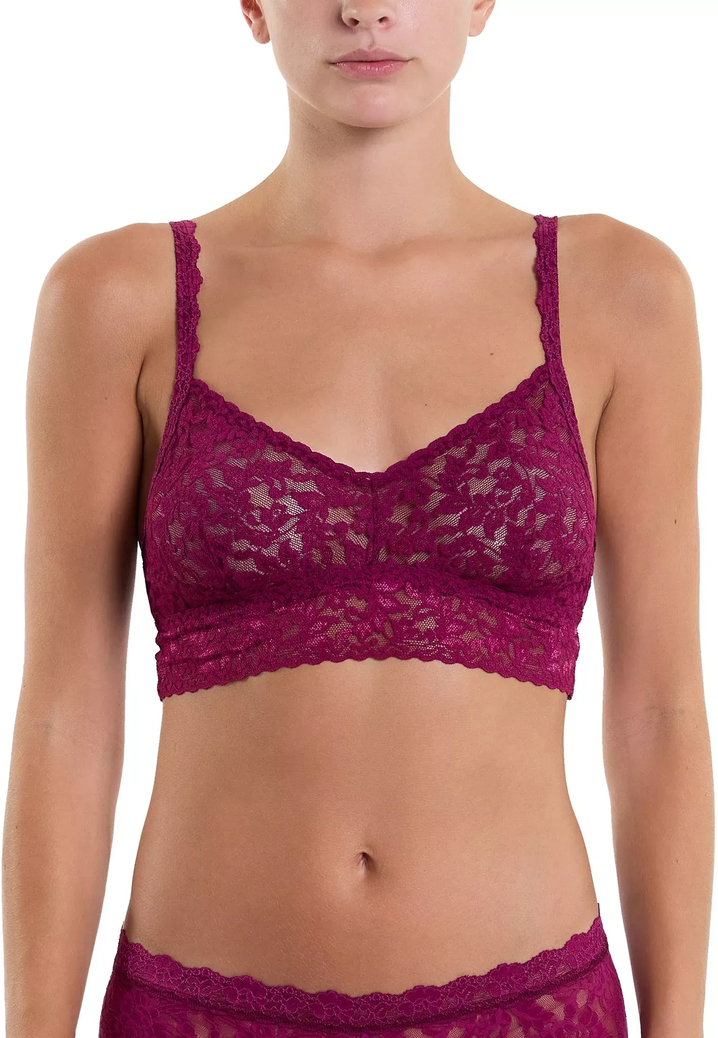 Hanky Panky Women's V-Neck Retro Lace Bralette - Sugar Plum Red, S